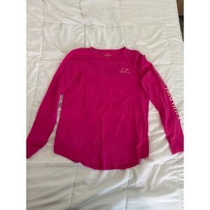 Vineyard Vines Pink Fireworks Whale Long‎ Sleeve Shirt Women's Size XL